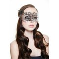 Perfectpretend Silver with Clear Rhinestones Mysterious Filigree Cat Laser Cut Masquerade Mask One Size PE368362